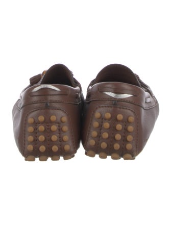 Gucci Web Accent Leather Loafers