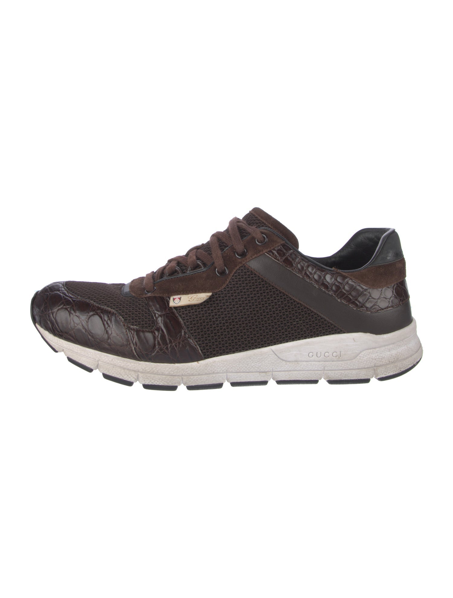 Gucci Mesh Leather Trim Embellishment Athletic Sneakers