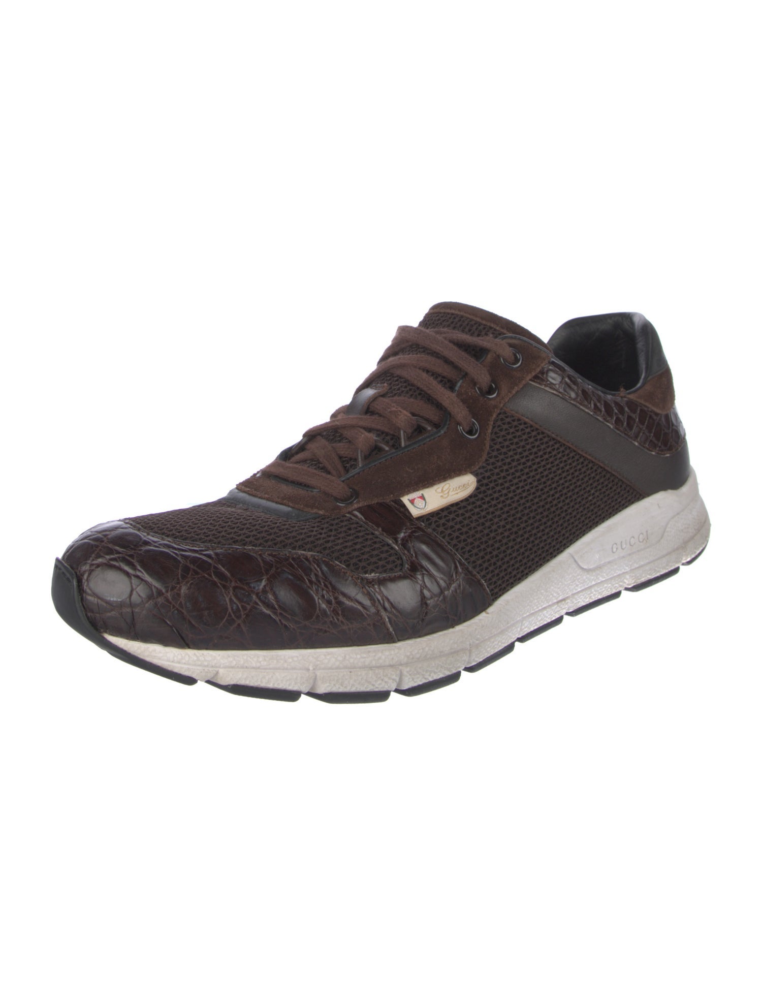 Gucci Mesh Leather Trim Embellishment Athletic Sneakers