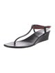 Gucci Web Accent Leather T-Strap Sandals