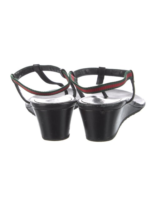 Gucci Web Accent Leather T-Strap Sandals
