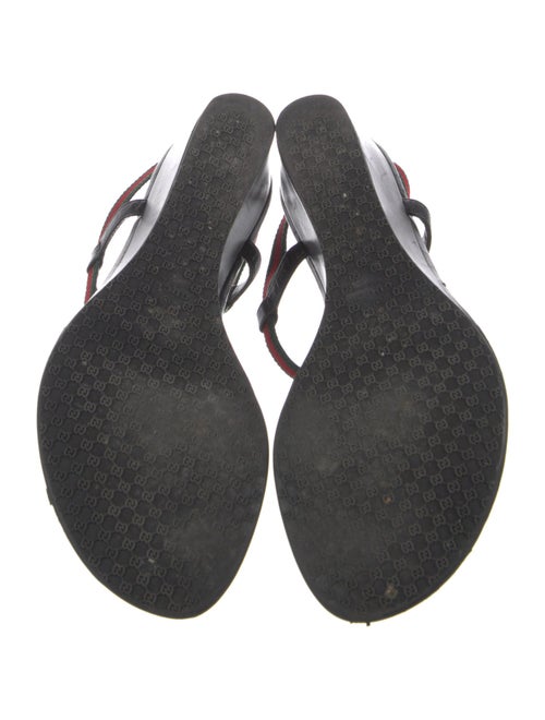 Gucci Web Accent Leather T-Strap Sandals