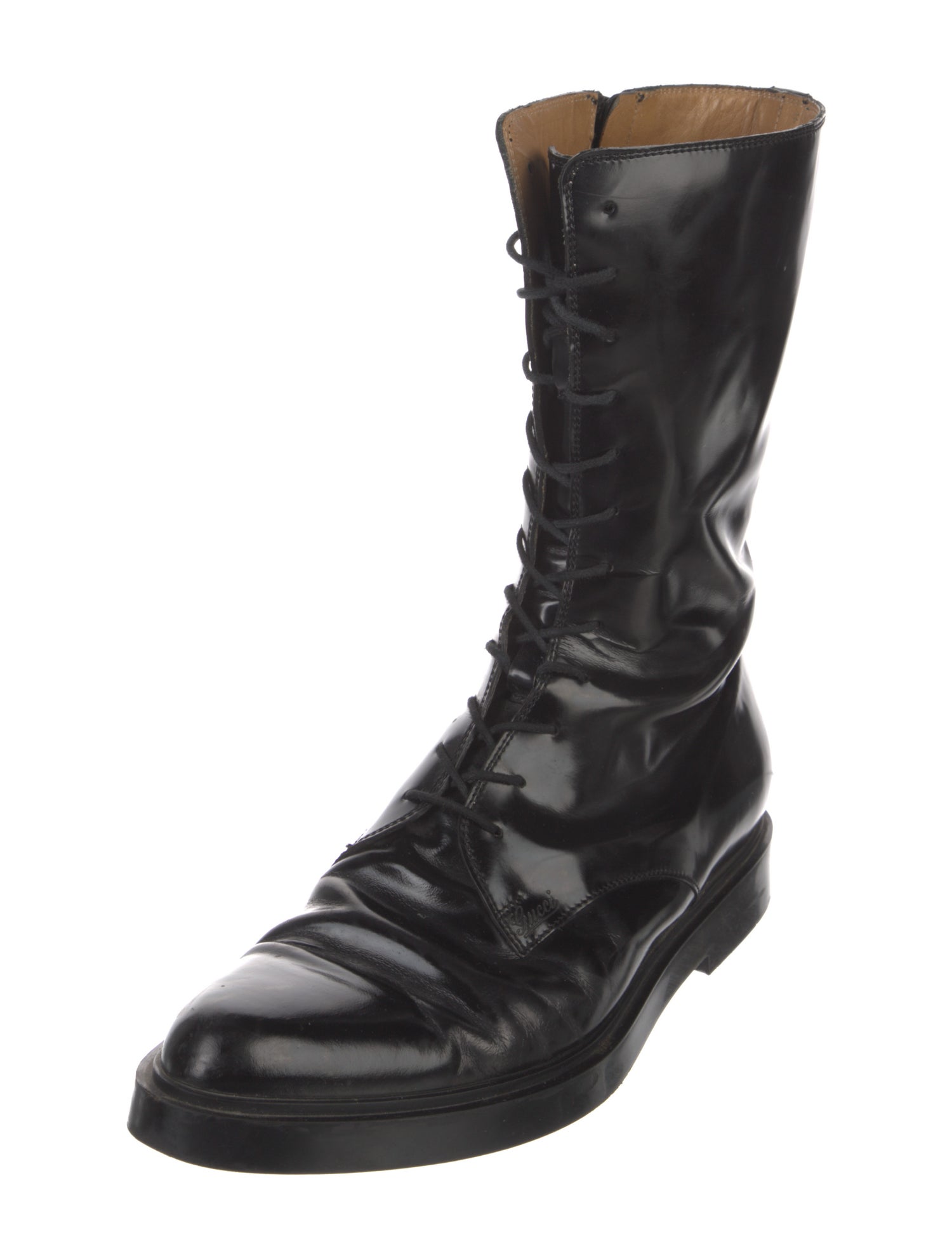 Gucci Leather Lace-Up Boots