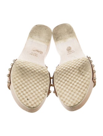 Gucci Horsebit Accent Canvas Slides