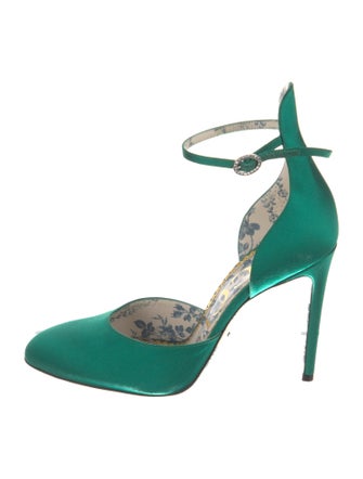 Gucci Satin Crystal Embellishments D'Orsay Pumps