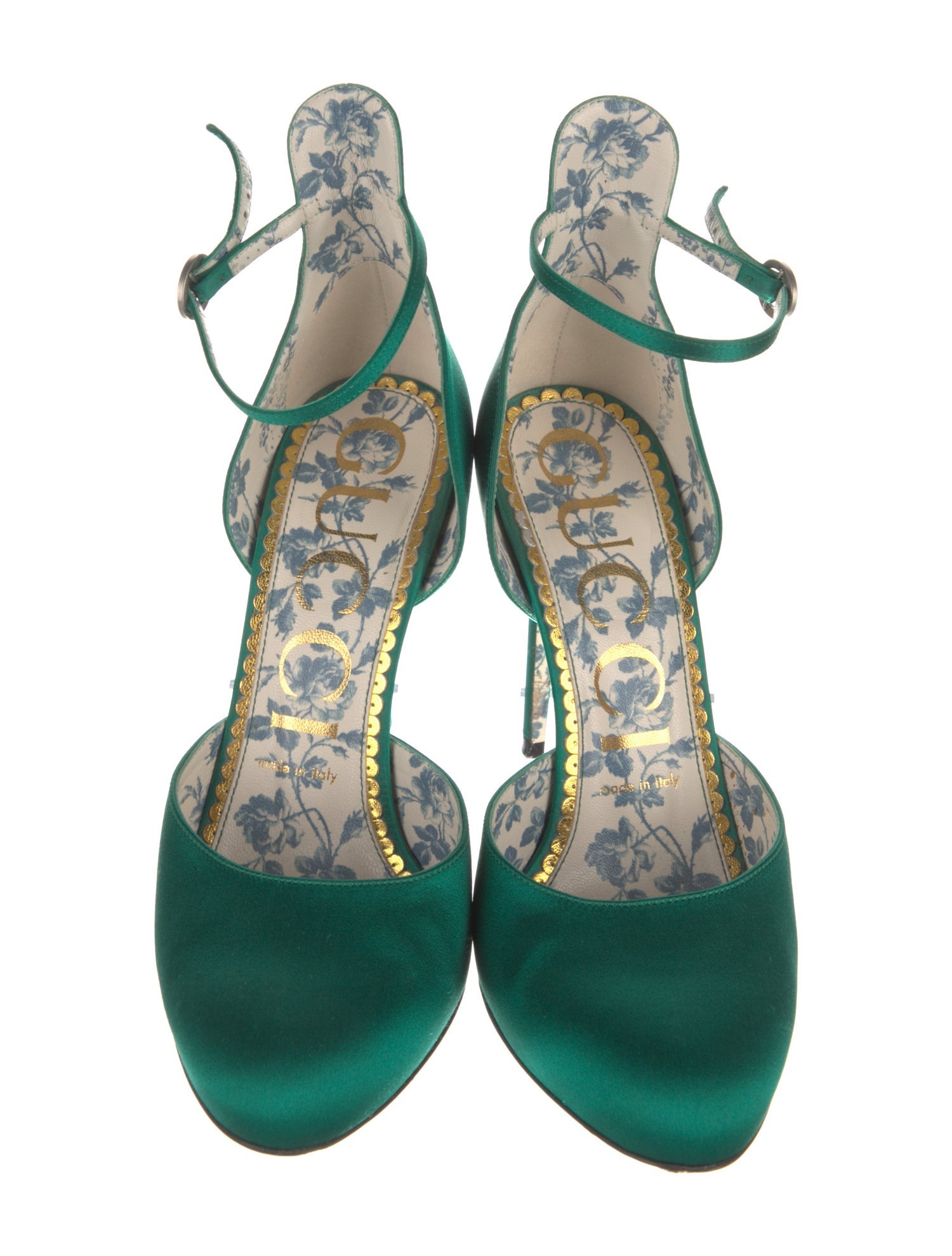 Gucci Satin Crystal Embellishments D'Orsay Pumps