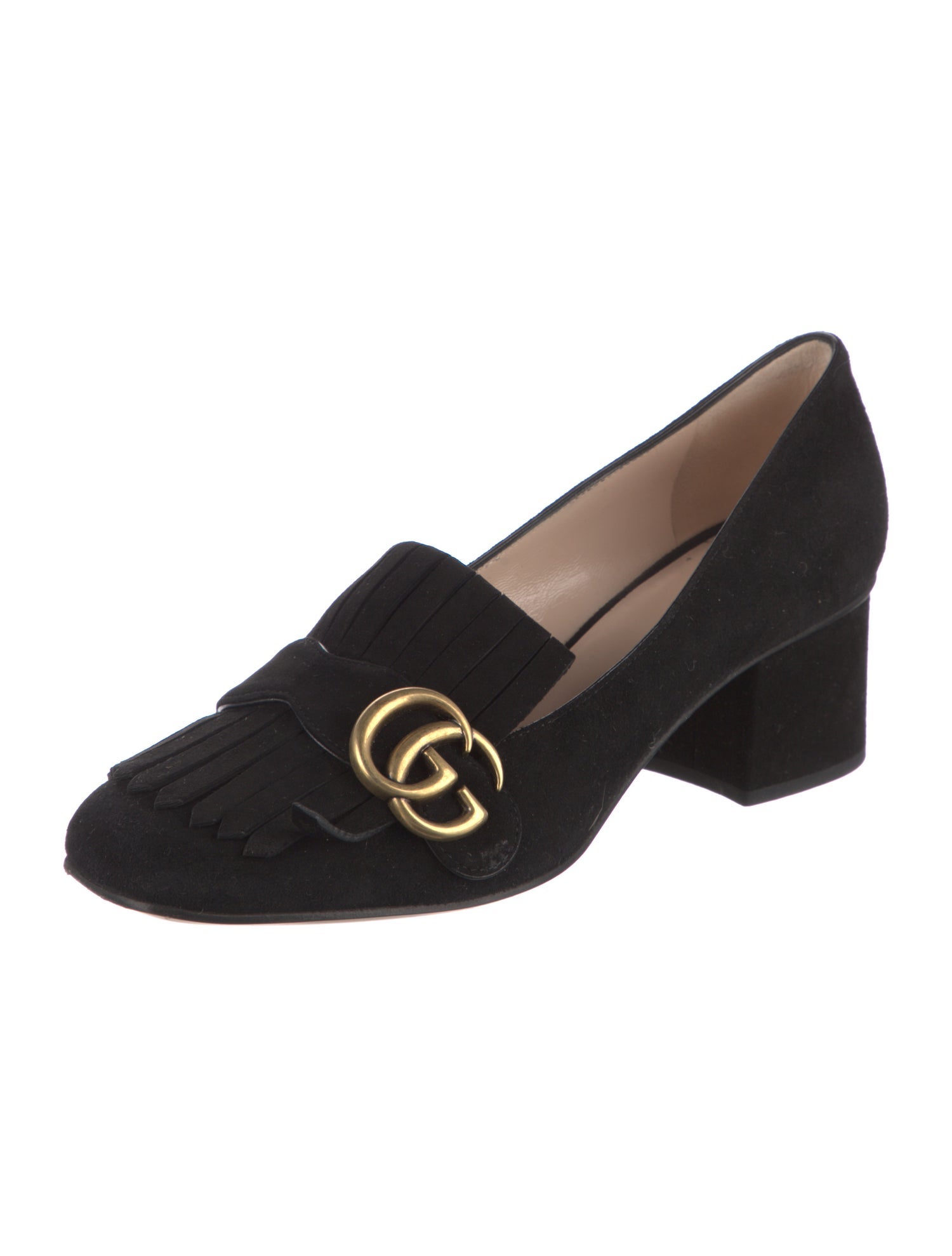 Gucci Double G Logo Suede Pumps