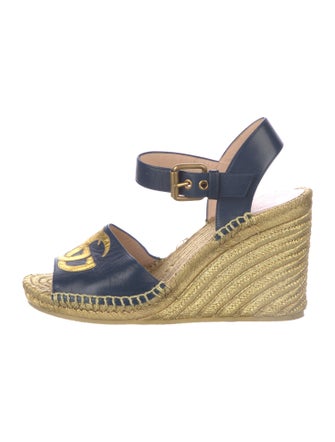 Gucci Double G Logo Leather Espadrilles