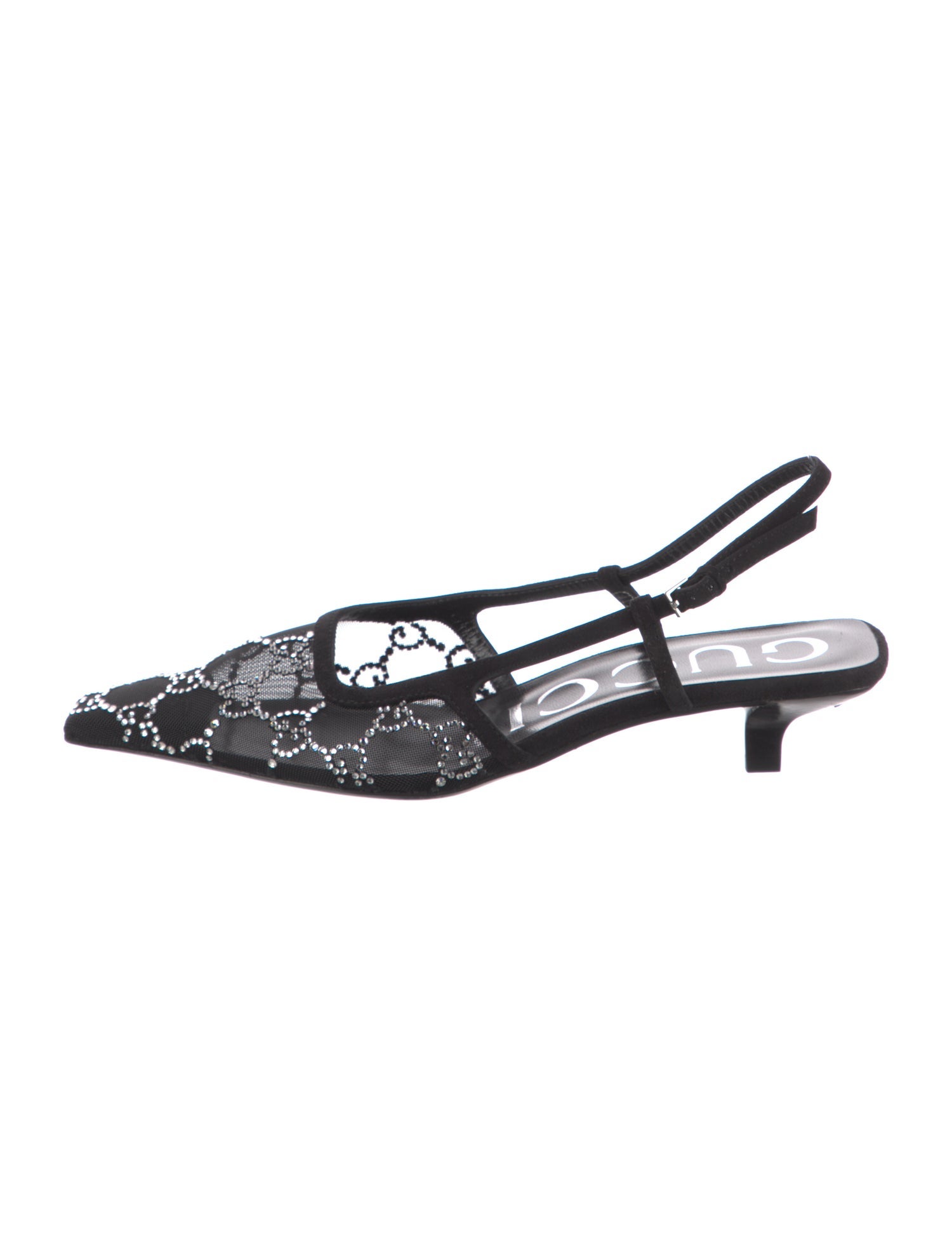 Gucci GG Logo Mesh Slingback Pumps