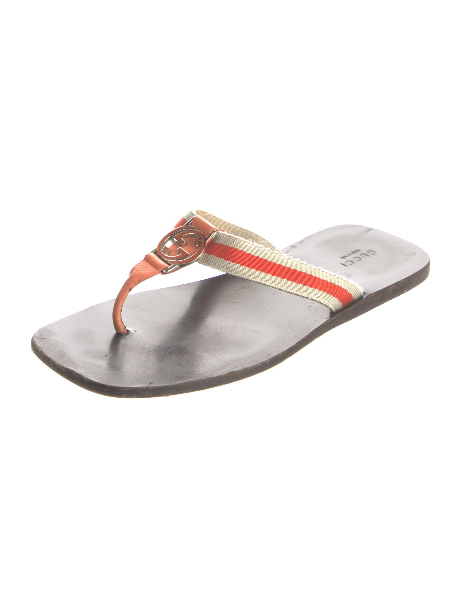 Gucci Web Accent Canvas Flip Flops