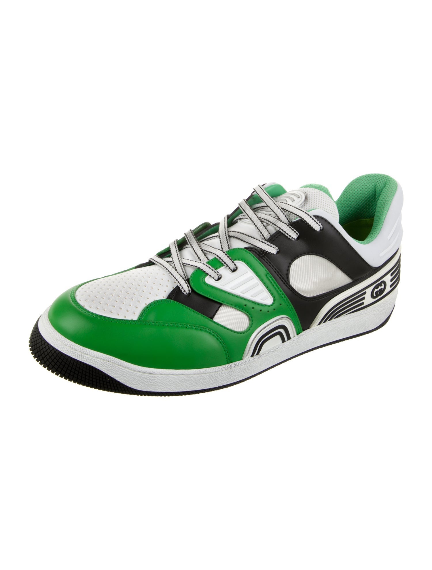 Gucci Leather Colorblock Pattern Athletic Sneakers