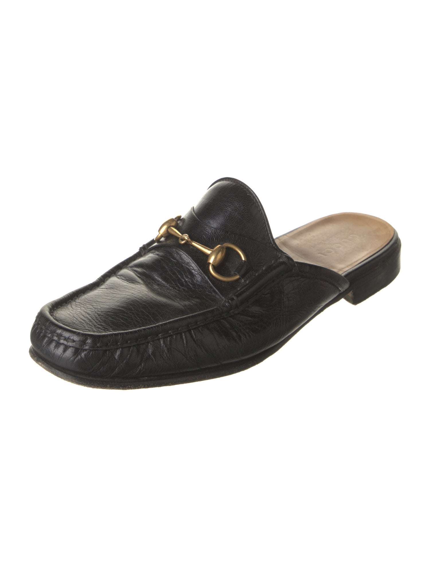 Gucci Horsebit Accent Leather Slippers