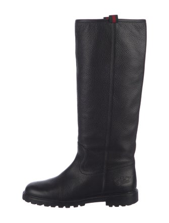 Gucci Web Accent Leather Riding Boots