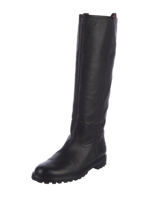 Gucci Web Accent Leather Riding Boots
