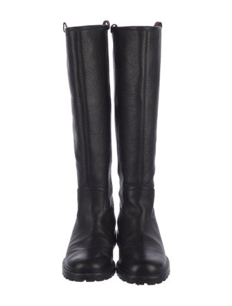 Gucci Web Accent Leather Riding Boots