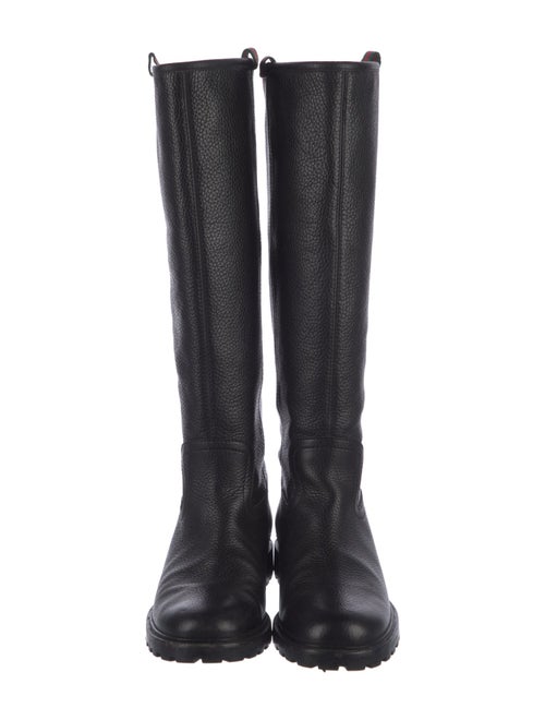 Gucci Web Accent Leather Riding Boots