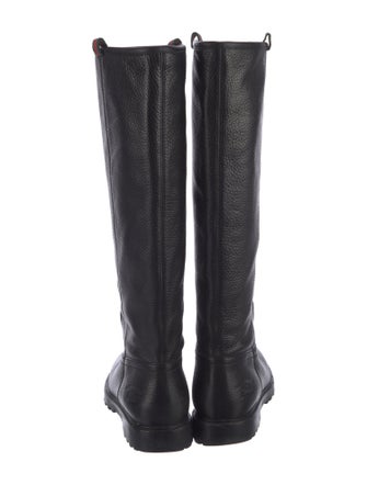Gucci Web Accent Leather Riding Boots