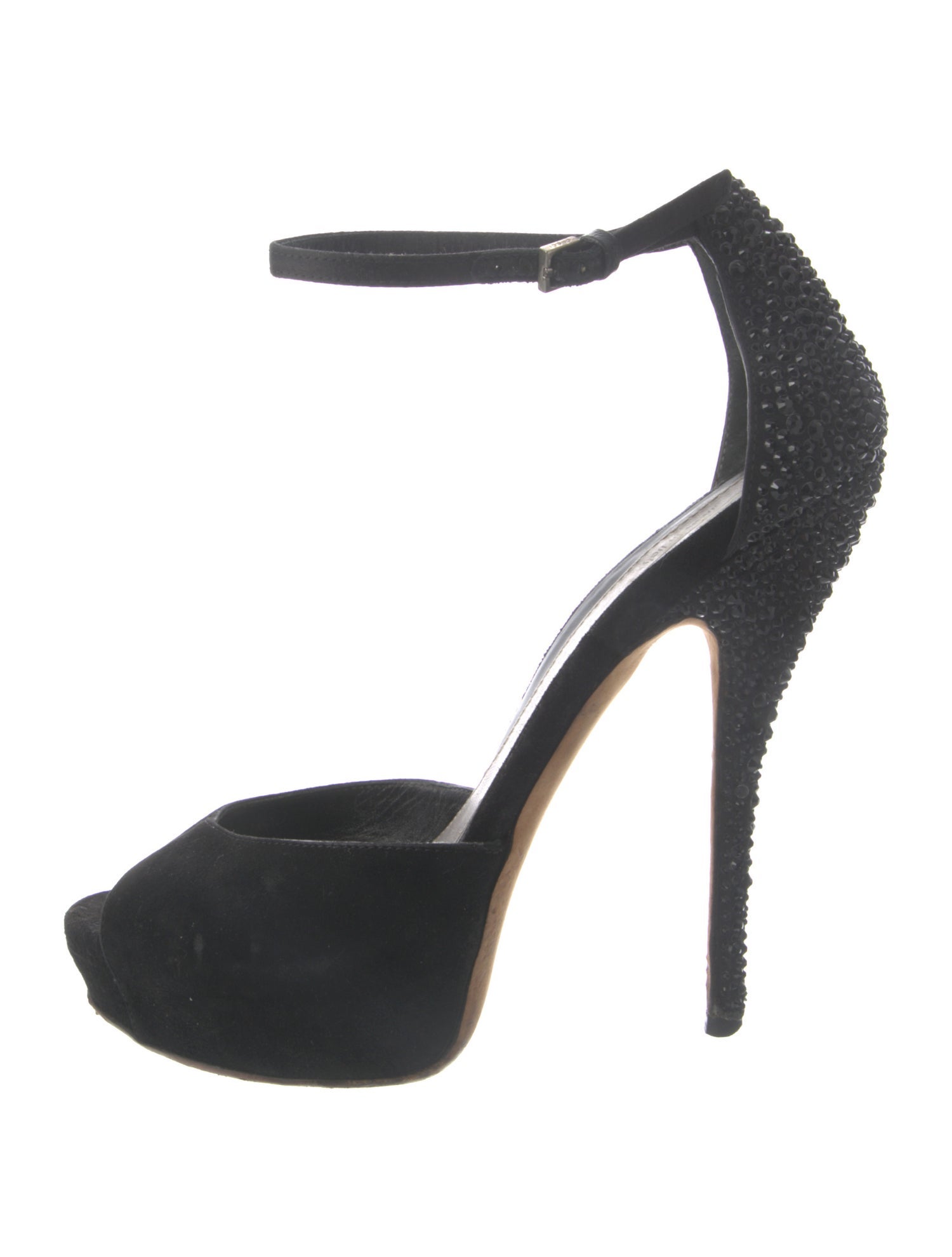 Gucci Suede Crystal Embellishments Pumps