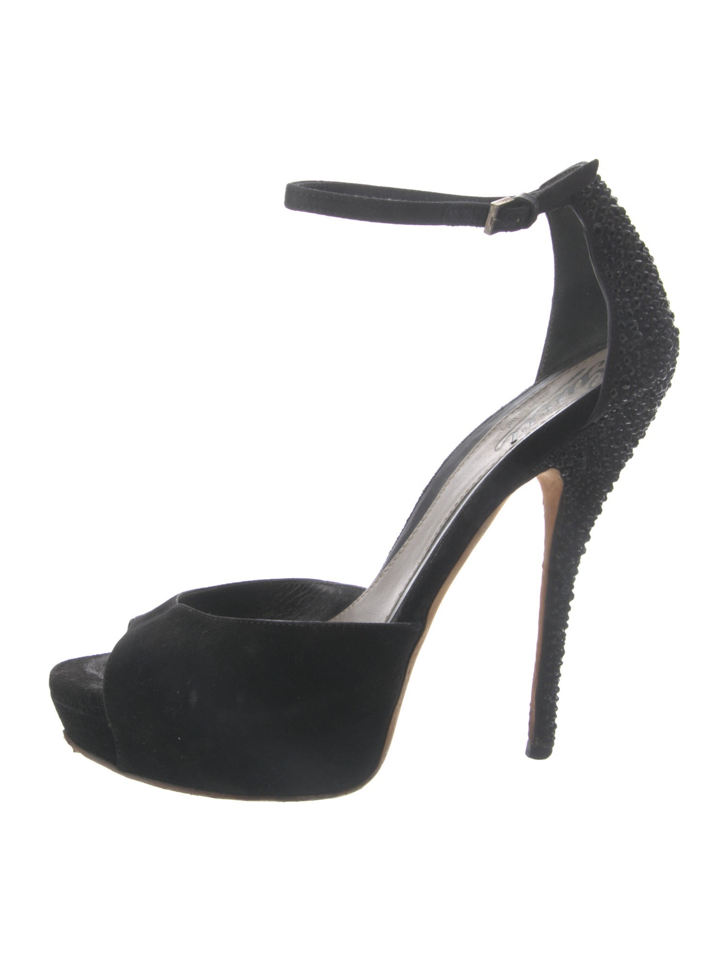 Gucci Suede Crystal Embellishments Pumps