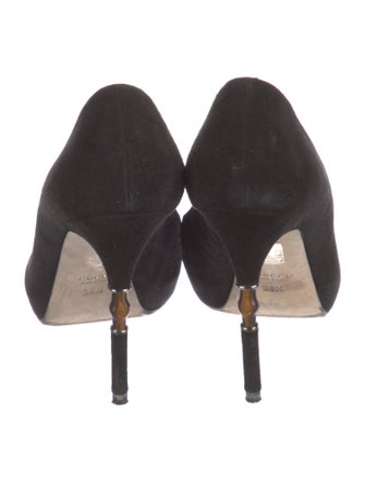Gucci Bamboo Accent Suede Pumps