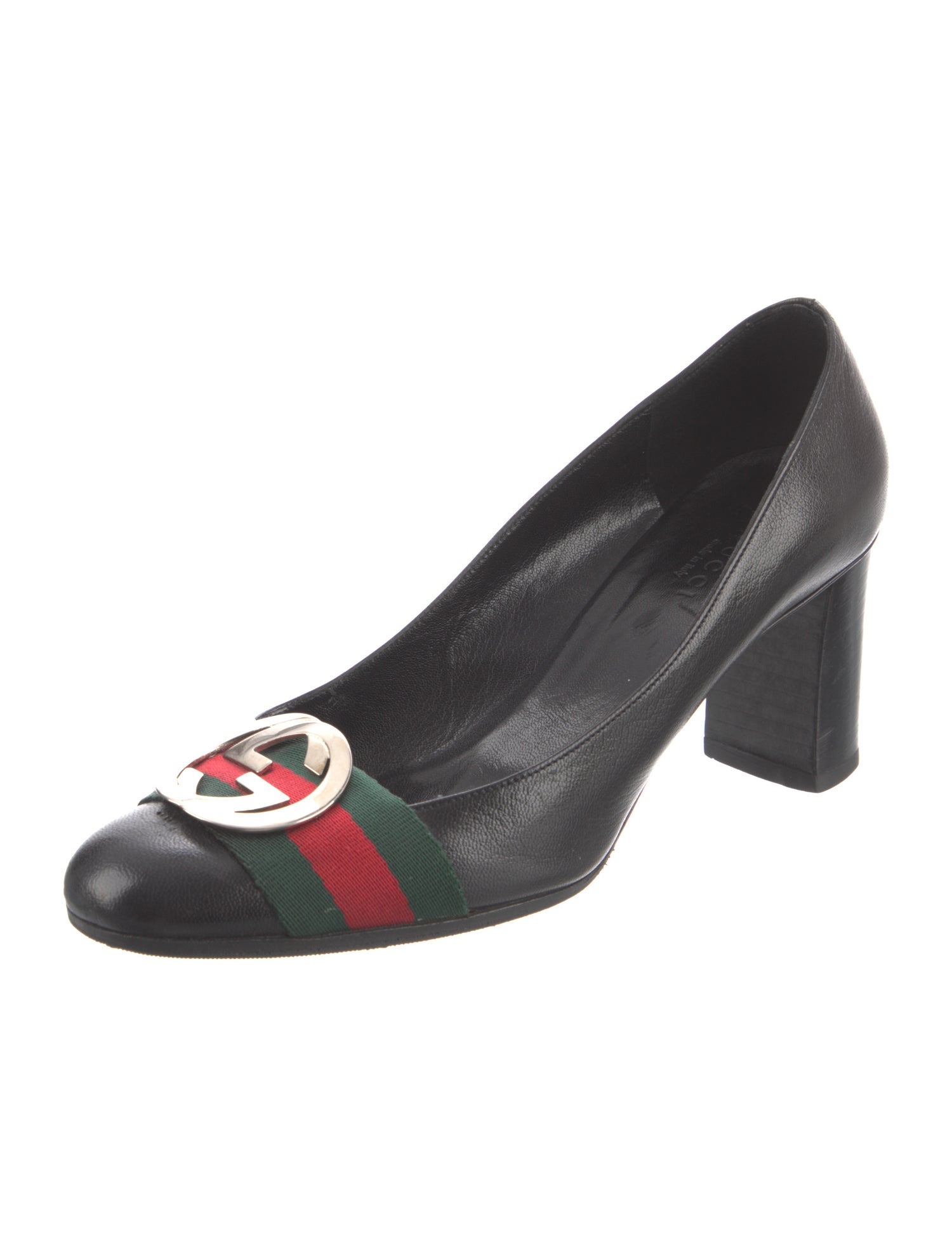 Gucci Web Accent Leather Pumps