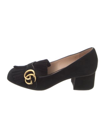 Gucci Double G Logo Suede Pumps