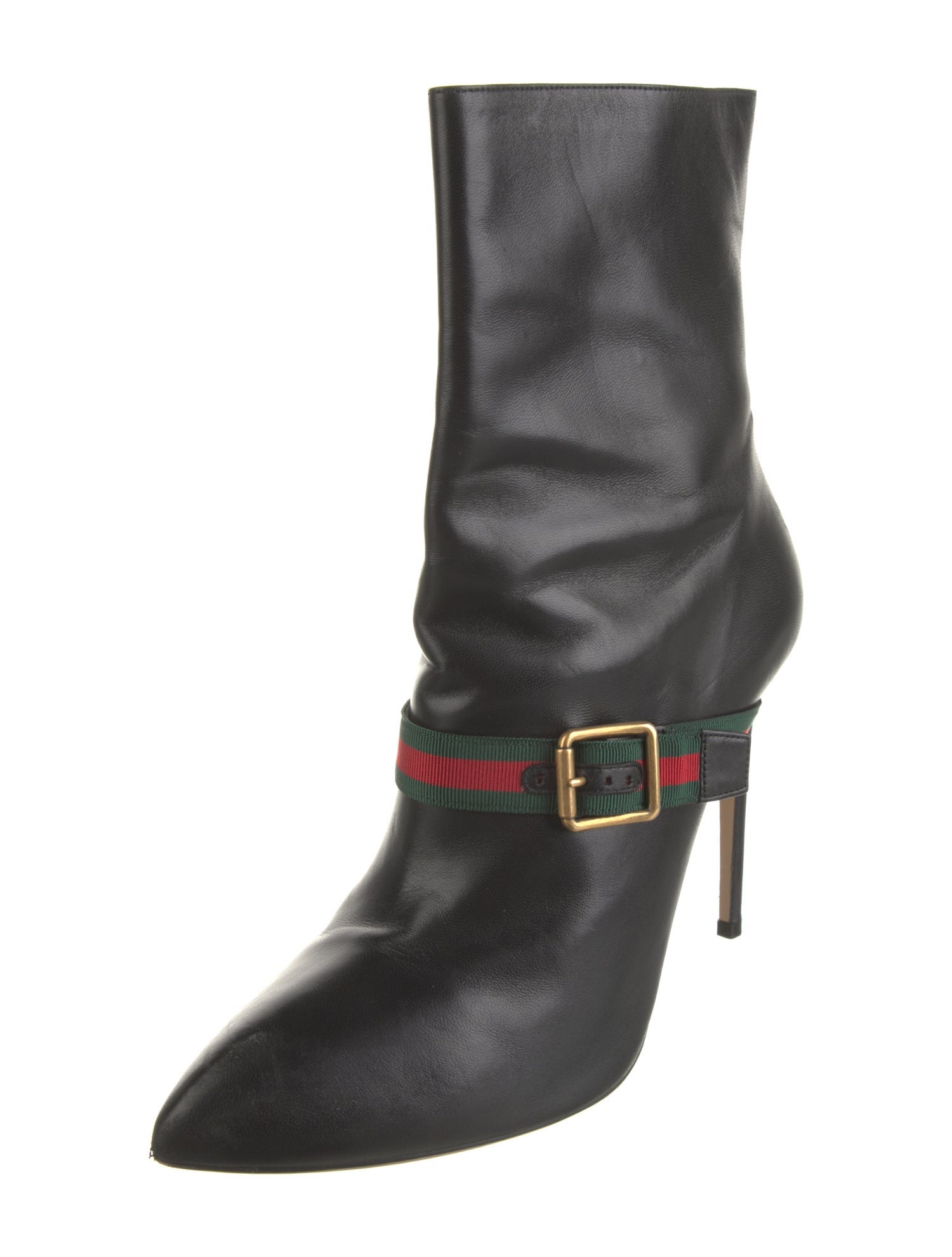 Gucci Web Accent Leather Boots