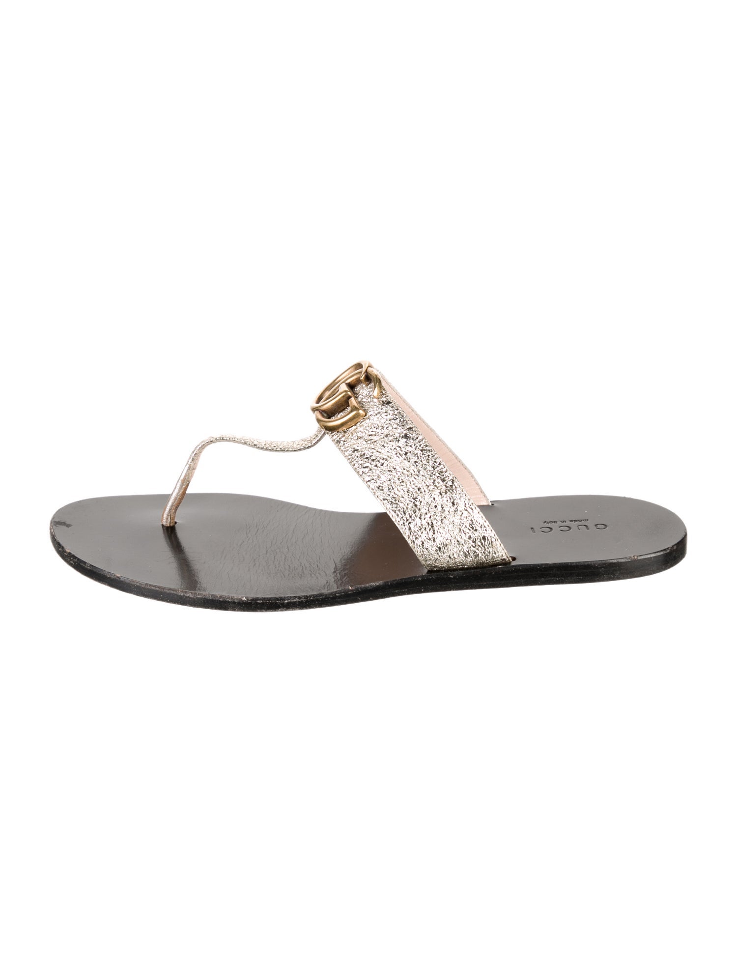 Gucci Double G Logo Leather Slides