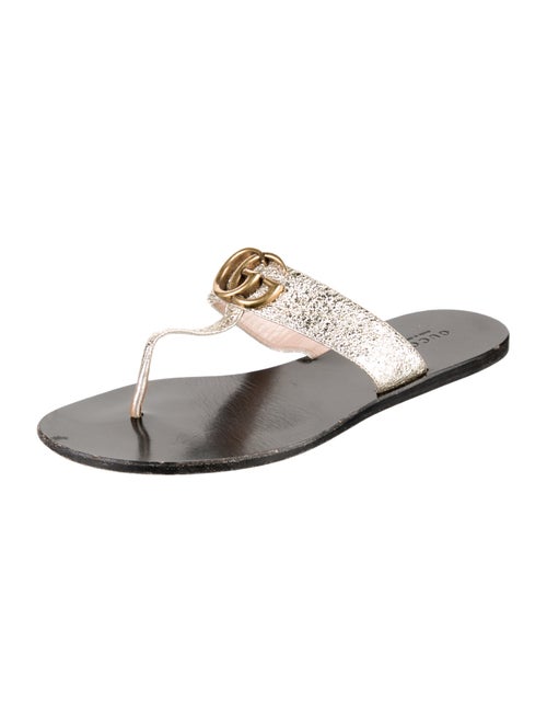 Gucci Double G Logo Leather Slides