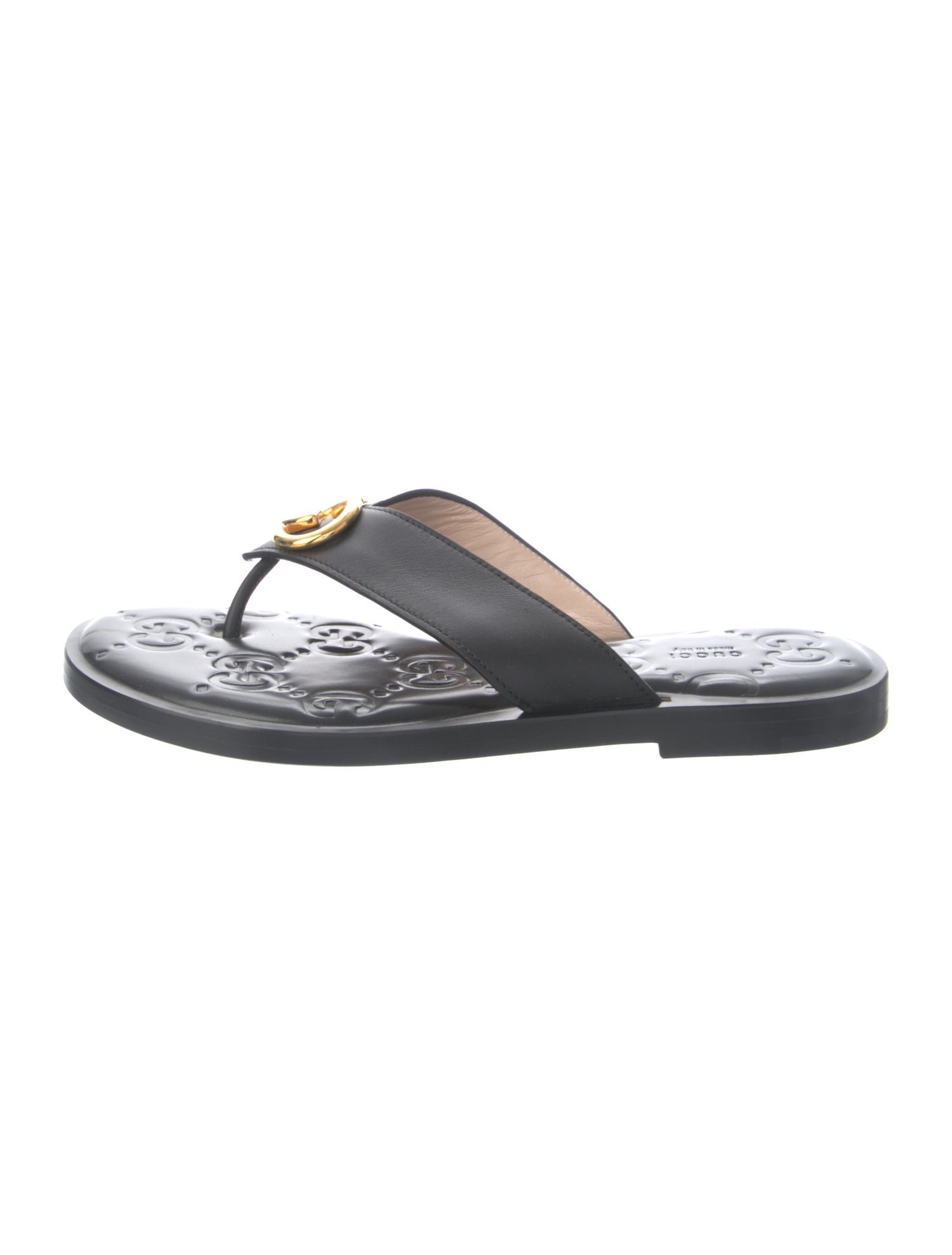 Gucci Interlocking G Logo Leather Flip Flops