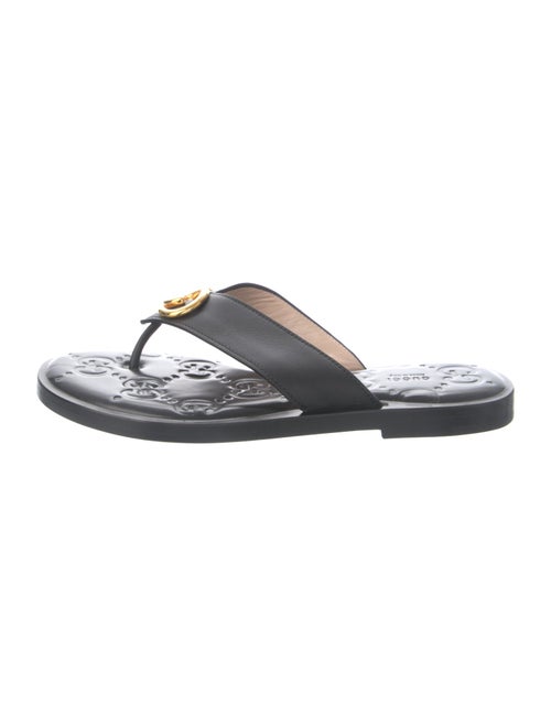 Gucci Interlocking G Logo Leather Flip Flops