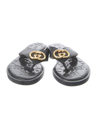 Gucci Interlocking G Logo Leather Flip Flops
