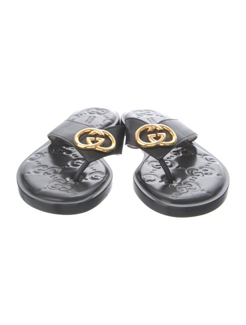 Gucci Interlocking G Logo Leather Flip Flops