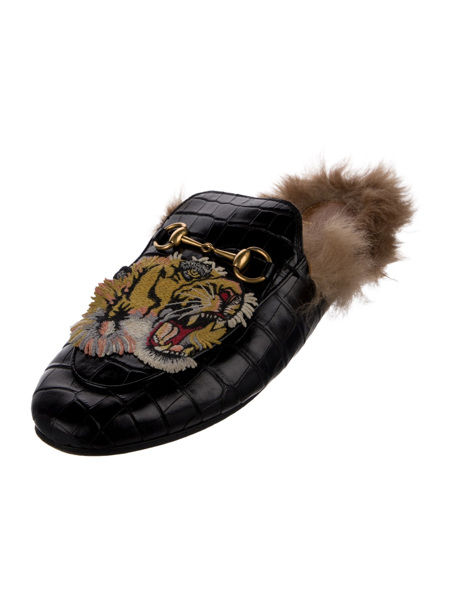 Gucci Leather Graphic Print Mules