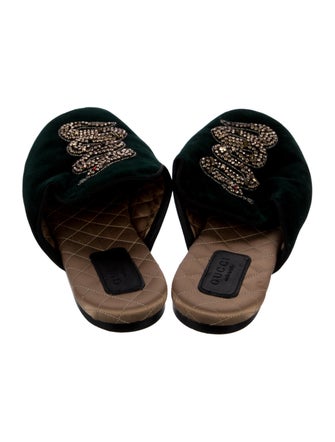 Gucci Kingsnake Velvet Mules