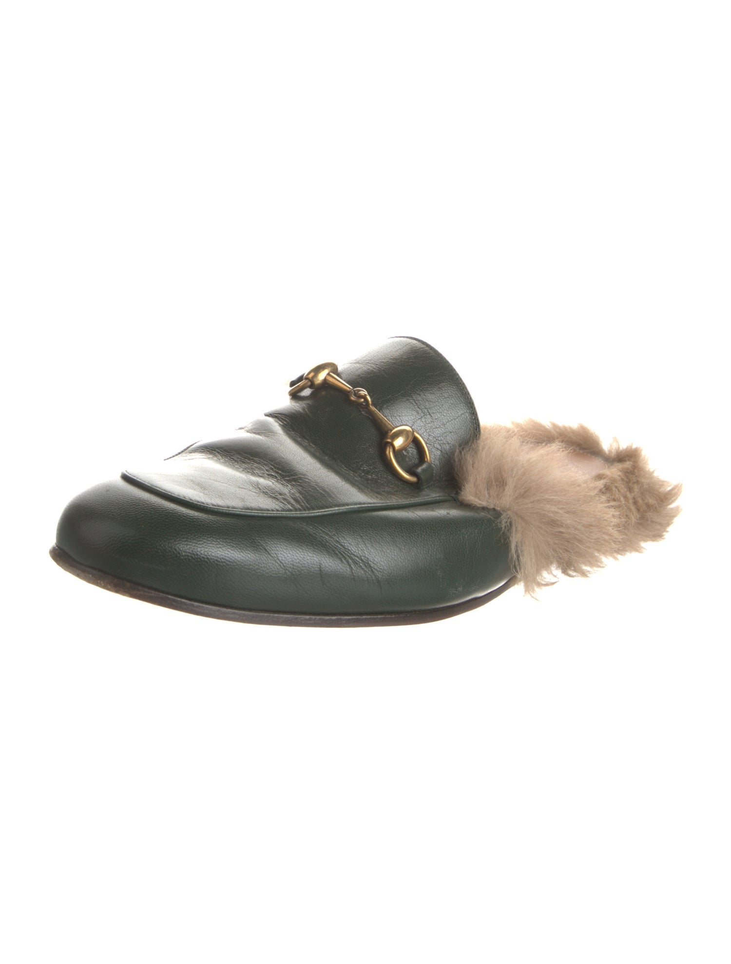 Gucci Horsebit Accent Leather Slippers