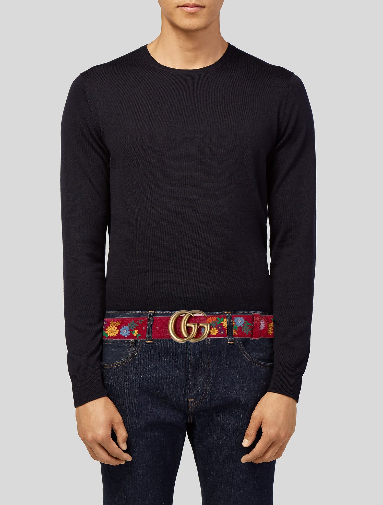 Gucci Double G Logo Leather Waist Belt