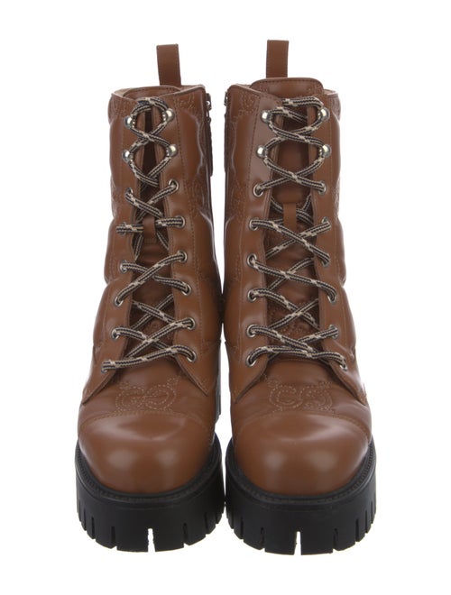 Gucci GG Logo Leather Combat Boots