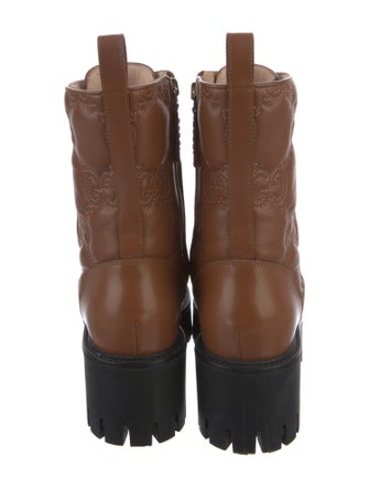Gucci GG Logo Leather Combat Boots