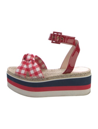 Gucci Sylvie Web Accent Patent Leather Espadrilles