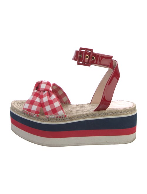 Gucci Sylvie Web Accent Patent Leather Espadrilles