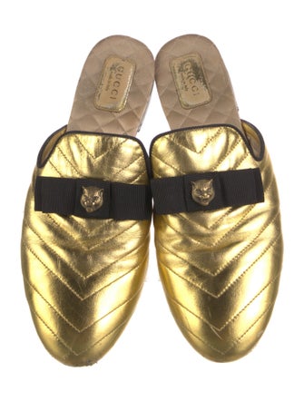 Gucci Quilted Pattern Leather Mules