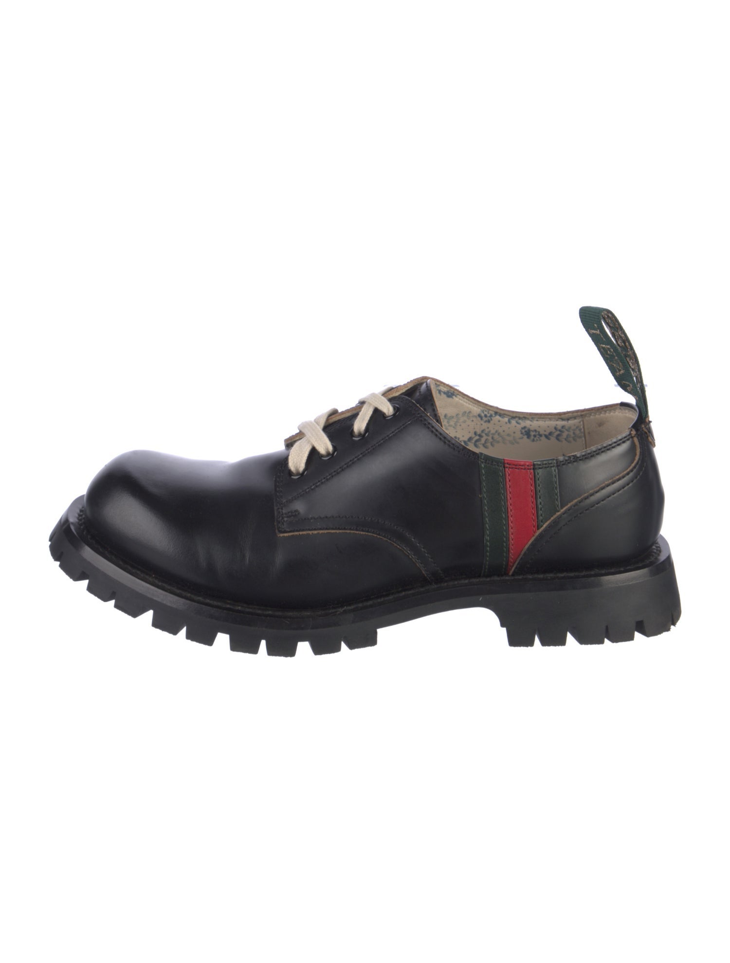 Gucci Web Accent Leather Derby Shoes