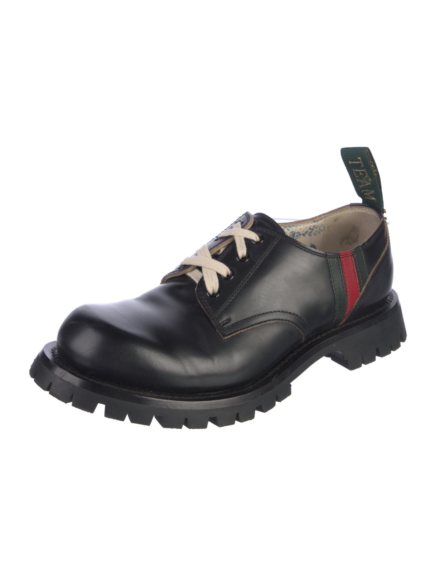 Gucci Web Accent Leather Derby Shoes