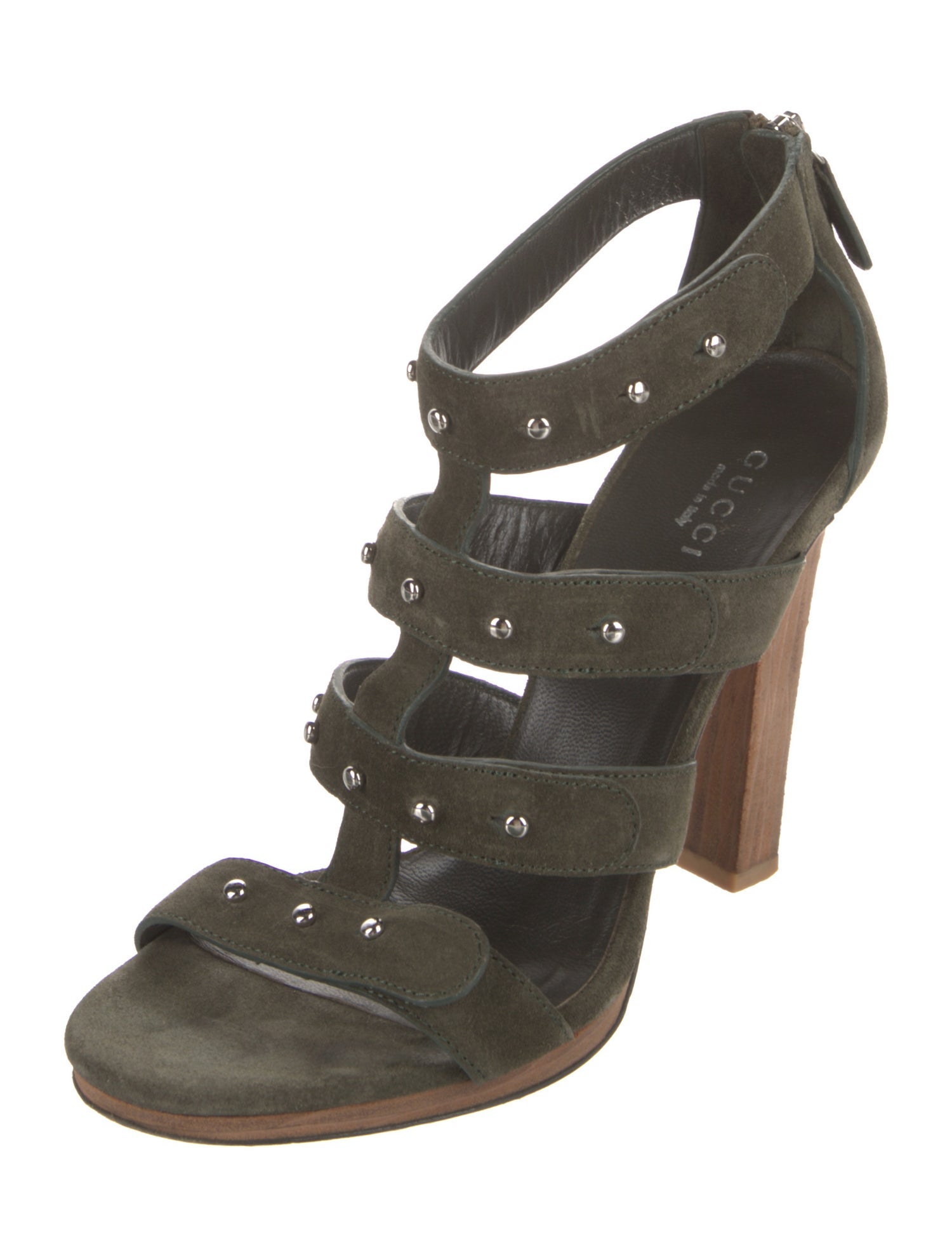 Gucci Suede Studded Accents Gladiator Sandals