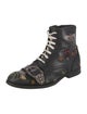 Gucci Bee Accent Leather Combat Boots