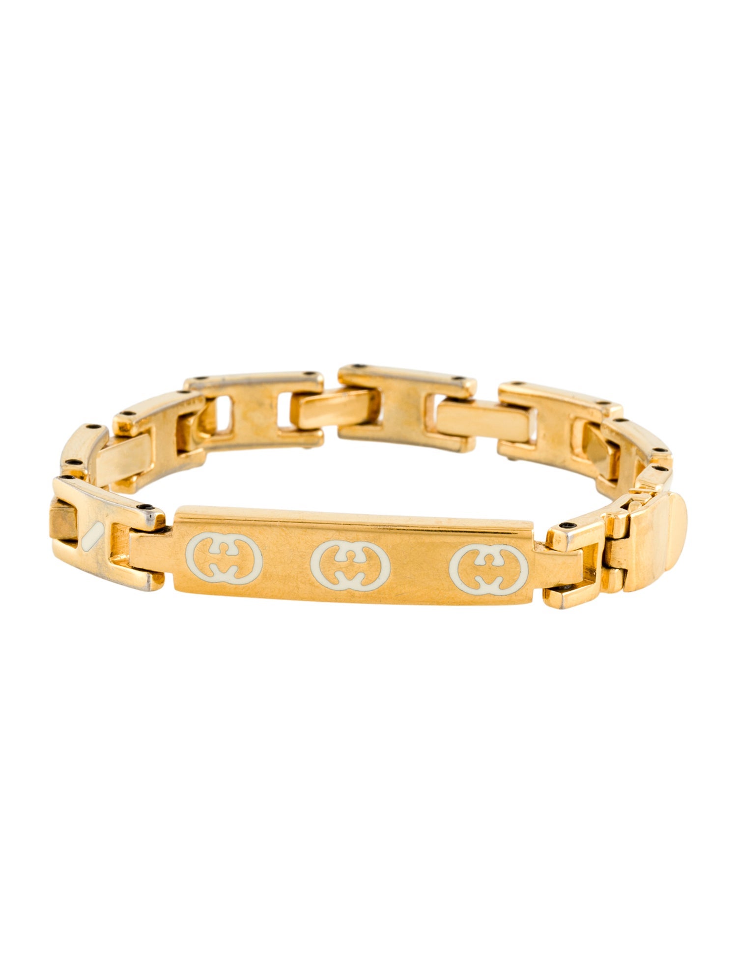 Gucci Vintage Enamel Double G Tag Link Bracelet