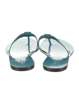 Gucci Interlocking G Logo Patent Leather Flip Flops