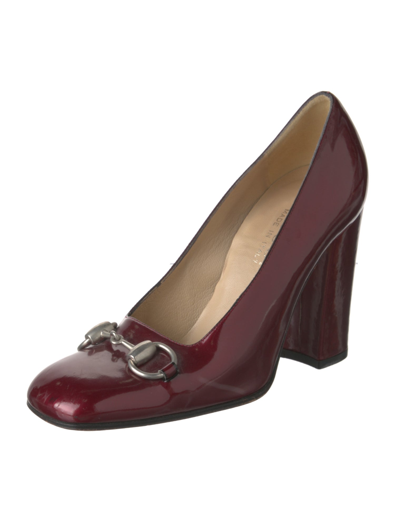 Gucci Horsebit Accent Patent Leather Pumps