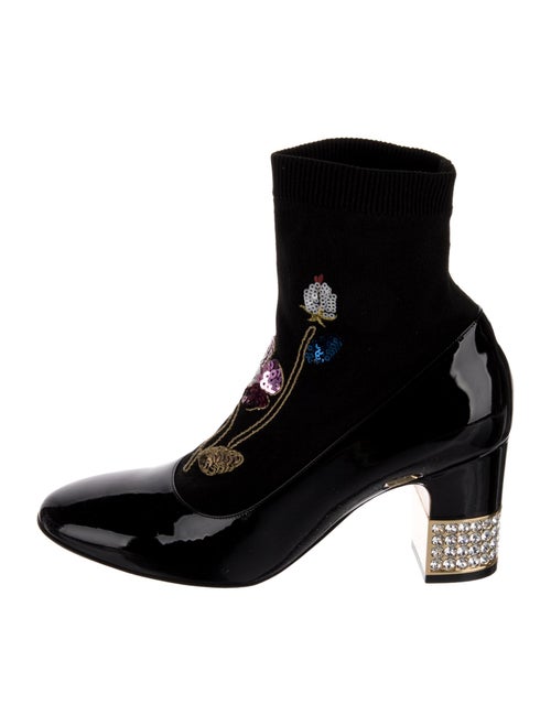 Gucci Patent Leather Floral Print Sock Boots